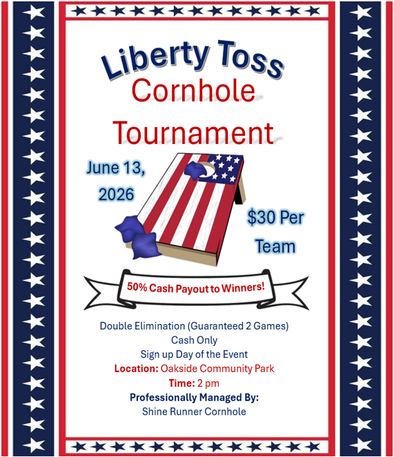 Liberty Toss Cornhole Tournament Flyer