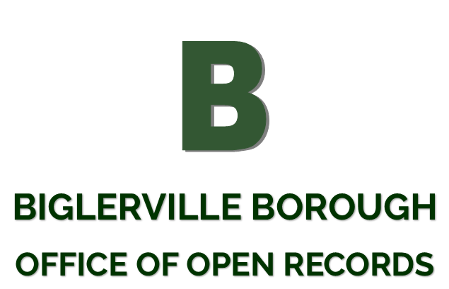Image of Biglerville office building and the words Biglerville Borough Office of Open Records